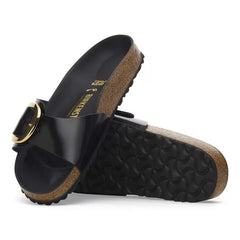 Madrid Big Buckle Natural Leather Patent