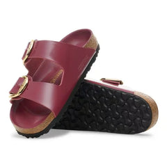 Arizona Hammered Big Buckle Natural Leather Patent Zinfandel High Shine