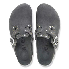 Boston Rivets Suede Leather Charcoal Tonal