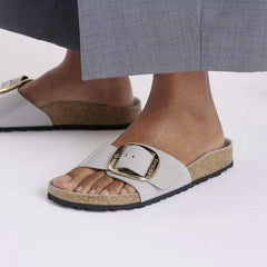 Madrid Big Buckle Natural Leather Patent