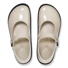 Mantova Droplet Buckle Natural Leather Patent High-Shine Oyster