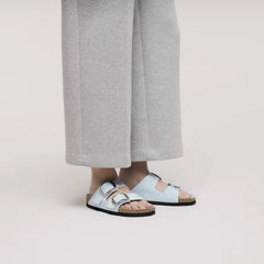 Arizona Big Buckle Natural Leather Patent High Shine Baby Blue