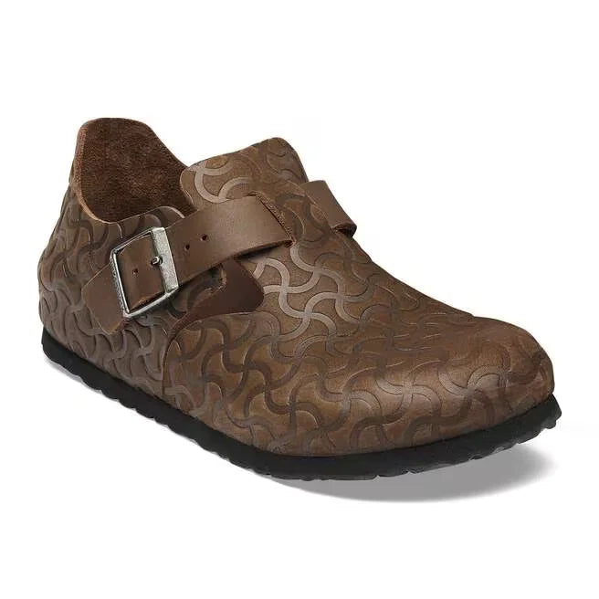London Single Strap Natural Leather Embossed