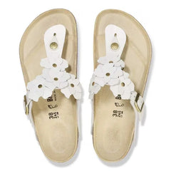 Gizeh Flower Embellishment Natural Leather