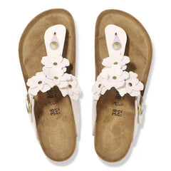 Gizeh Flower Embellishment Natural Leather