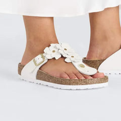 Gizeh Flower Embellishment Natural Leather