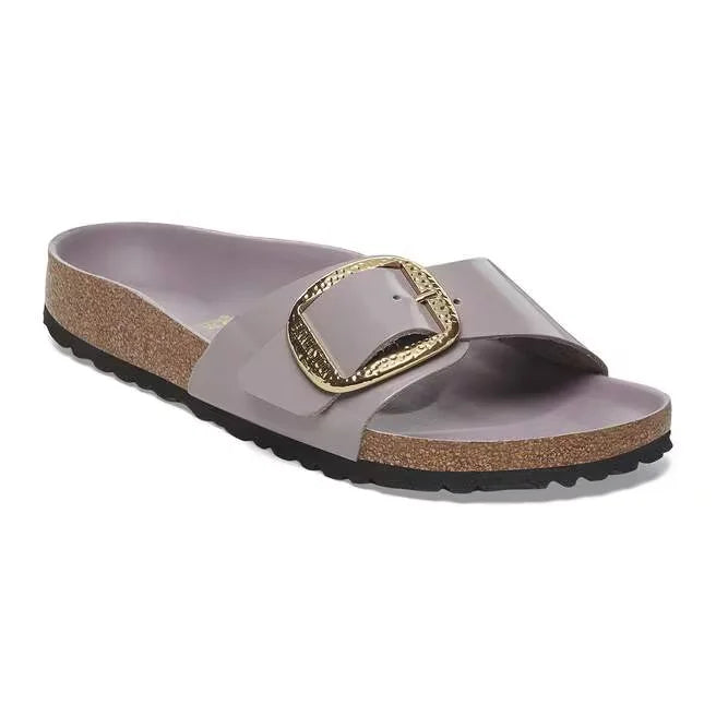 Madrid Hammered Big Buckle Natural Leather Patent High-Shine Faded Purple