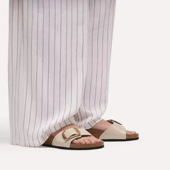 Madrid Big Buckle Natural Leather Patent