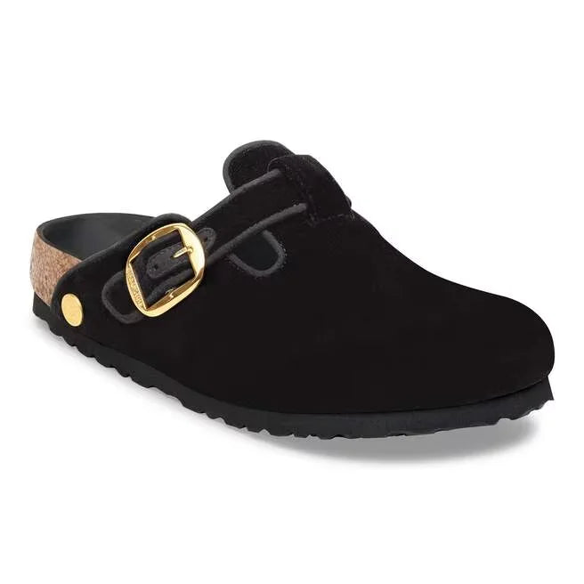 Boston Big Buckle Piping Rivet Logo Textile Velvet Black