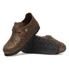 London Single Strap Natural Leather Embossed