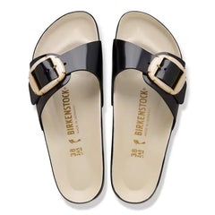 Madrid Big Buckle Pearl Natural Leather Patent