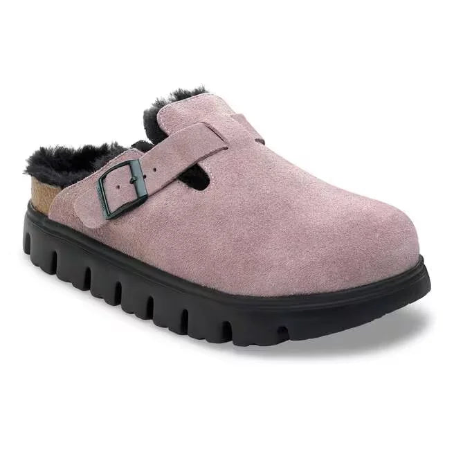 Boston Chunky Shearling Suede Leather Faded Purple
